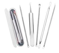 IZyufan 5 Pezzi Kit di Strumenti per la Rimozione dei Punti Neri Blackhead Estrattore Ago Acne con Scatola per il Trattamento e la Togli di Comedoni sul Naso o Viso