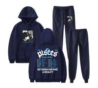 J Arthur The Pisces World Tour 2025 Felpa con cappuccio Pantaloni Jogger Set Due Pezzi Felpe+Pantaloni della Tuta Donna Uomo Set, Marina Militare, 3XL