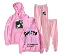 J Arthur The Pisces World Tour 2025 Felpa con cappuccio Pantaloni Jogger Set Due Pezzi Felpe+Pantaloni della Tuta Donna Uomo Set, rosa, 3XL