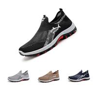 J-arvs Cooling Comfort Sneaker, Summer Breathable Comfy Mesh Soft Bottom Slip on Walking Shoes for Men (Black,32.5)
