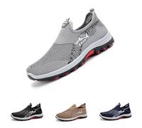 J-arvs Cooling Comfort Sneaker, Summer Breathable Comfy Mesh Soft Bottom Slip on Walking Shoes for Men (Gray,32 1/9)