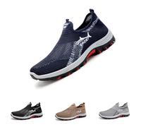 J-arvs Cooling Comfort Sneaker, Summer Breathable Comfy Mesh Soft Bottom Slip on Walking Shoes for Men (Blue,32 2/3)