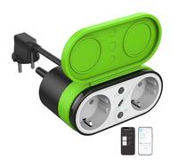 J-BRAUV Presa Wlan per esterni, doppia presa esterna, con timer, impermeabile, presa intelligente per esterni, contatore di consumo energetico, funziona con Alexa Google Home 2,4 GHz, WiFi