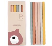 J. Børn, 6 pezzi Cannucce in silicone e spazzola per la pulizia, Cannucce Riutilizzabili in Silicone 22cm, Cannucce diritte senza riutilizzo BPA con silicone alimentare al 100% (Rosa)