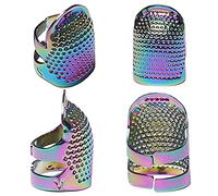 J.CARP 4 ditali da cucito, in metallo dai colori brillanti, protezione per le dita regolabile, ditale per la punta delle dita, ditale, accessori per cucito fai da te (2 misure, S/M)