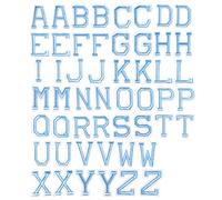 J.CARP 52 Stück Ozeanblaue Alphabet-Patches zum Aufbügeln oder Aufnähen für Kleidung, Hüte, Schuhe, Rucksäcke, Handtaschen, Jeans, Jacken usw.