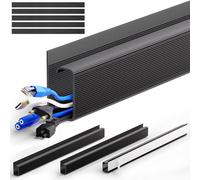 J Channel Cable Raceway - 160 cm organizer per cavi da scrivania - sotto la scrivania - Kit di gestione della copertura del cavo per ufficio, casa (nero)