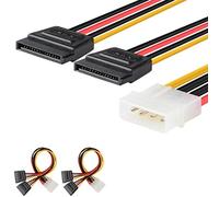 J&D 2 Confezioni 4 Pin Molex (LP4) a 2x 15 Pin SATA Cavo Adattatore Splitter Molex a 4 Pin (P4) a SATA Y Doppio 15 Pin - 20cm