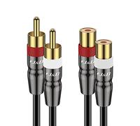 J&D 2 RCA Cavo di Prolunga Maschio a Femmina, Guscio di Rame Placcato Oro 2RCA Maschio a 2RCA Femmina Cavo Adattatore di Prolunga Audio Stereo, 1.8 Meter