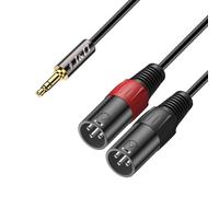J&D 3,5mm 1/8 a 2x XLR Cavo Y Spinotto, PVC Sgusciato 2x XLR Maschio a 3.5mm TRS Maschio Unbalanced Audio Stereo Adattatore Cavo Patch di Interconnessione per DSLR Camera Smartphone Laptop Mic, 2,7m