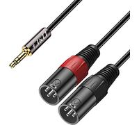 J&D 3,5mm 1/8 a 2x XLR Cavo Y Spinotto, PVC Sgusciato 2x XLR Maschio a 3.5mm TRS Maschio Unbalanced Audio Stereo Adattatore Cavo Patch di Interconnessione per DSLR Camera Smartphone Laptop Mic, 1,8m