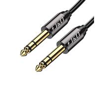 J&D 6,35 mm a 6,35 mm Cavo, Oro-Placcato [Copper Shell] [Robusto] 6,35mm (1/4 pollice) Maschio TRS a 6,35mm (1/4 pollice) Maschio TRS Adattatore Audio Stereo Cavo - 1.8 Meter