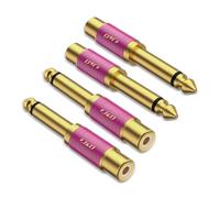 J&D Adattatore Audio da RCA a 1/4 Confezione da 4, Connettore Maschio Mono da 6,35mm a RCA Femmina, Connettori per Chitarra Dorati, Rosso