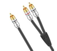 J&D Adattatore Y RCA (1,8 Metri), Cavo Audio Stereo Digitale da 1 Maschio a 2 Maschio, Cavo Subwoofer per Subwoofer, HDTV, Lettore DVD, Home Theater, Sistemi Hi-Fi, Altoparlanti
