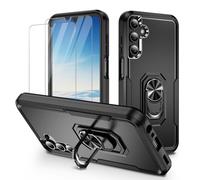 J&D Case Compatibile per Samsung Galaxy A15 5G Cover, Robusto Militare Grado Custodia Protettiva con 2 Pezzi Vetro Protezione Schermo Rotante a 360 Gradi Cavalletto Anello Custodia Magnetica