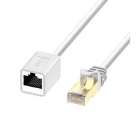 J&D Cat 6 Cavo Ethernet di Estensione (1-Pack) 1,8 Metri, Cavo di Estensione RJ45 Connettore Network Maschio a Femmina, Adattatore LAN 1000 Mpbs 250 MHz per MC, PC, Router e Modem, Bianco