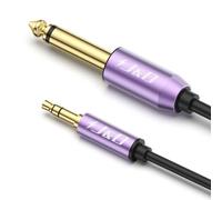 J&D Cavo 6,35mm TS a 3,5mm TRS, Cavo Adattatore Jack Mono Interconnettore Stereo Aux Placcato Oro Viola 1/4 di Pollice Maschio a 1/8 di Pollice Maschio, 1 Metro