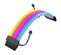 J&D Cavo Alimentatore RGB 24 Pin, Design a Nastro in Fibra Ottica con 24 LED, Cavo di Prolunga RGB Resistente per Connettore ARGB 5V 3 Pin, Cavo Intrecciato in Filo di Alluminio Bianco, 24,5 cm