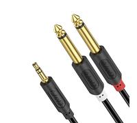 J&D Cavo Audio 3,5mm a Doppio Jack 6,35mm - TRS 1/8" a Doppio TS 1/4" Mono Y-Cable Splitter per Smartphone, Tablet, Cuffie, Altoparlante, Amplificatore - 2.7m