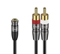 J&D Cavo Audio da 3,5 mm a Doppio RCA, Guscio in Rame Placcato Oro Cavo Adattatore per Cavo Adattatore Audio Stereo da 3,5 mm Femmina a 2 RCA Maschio, 0.3 Meter