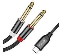 J&D Cavo audio splitter stereo a Y da USB C a doppio 6,35 mm 1/4 pollici, cavo audio USB tipo C a doppio TS da 6,35 mm 1/4 pollici per iPhone serie 15, smartphone tablet laptop amplificatore, 2 m