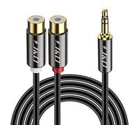 J&D Cavo Audio Stereo a Y da 0,6 m, Connettore Jack 3,5mm a 2x Jack Phono RCA, RCA Splitter 1 Maschio a 2 Femmine, Placcato in Oro, Per DVD, Altoparlanti, Mixer Audio