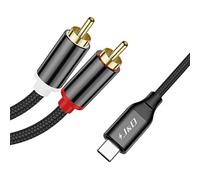 J&D Cavo Audio USB C a RCA, Cavo Convertitore Audio Stereo Intrecciato Tipo-C Maschio a 2RCA Maschio Cavo Y Splitter Compatibile con Google Pixel 10/9/8, iPhone 16/17 Series, 1 m