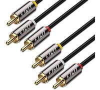 J&D Cavo Audio Video RCA - 3,6 Metri, Cavo AV Stereo 3 RCA Maschio-Maschio Placcato Oro, Compatibile con Decoder, Altoparlanti, Amplificatori, Lettori DVD