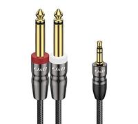 J&D Cavo Aux 3,5 mm Audio a Y Stereo Splitter, Cavo Stereo TRS da 3,5 mm 1/8 di Pollice a Doppio Divisore a Y Maschio Mono da 6,35 mm da 1/4 di Pollice per Amplificatori/Registratore Audio Mixer