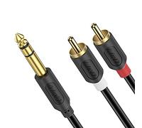 J&D Cavo da 1/4" TRS a 2 RCA, Placcato Oro, 6,35 mm Stereo Maschio a Doppio RCA Maschio, Adattatore Y per Ricevitore AV, Amplificatore, Altoparlante, Serie Audiowave, 0,9 Metri