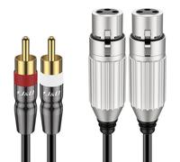 J&D Cavo da 2 RCA a 2 XLR, Cavo Audio Stereo Hi-Fi Sbilanciato, Adattatore 3 pin Femmina XLR a Doppio RCA Maschio Connettore per Altoparlanti, Microfoni a Condensatore, Mixer, Amplificatori, 0,9 M