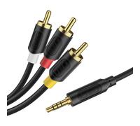 J&D Cavo da 3,5 mm a RCA, Trasmissione Audio/Video, Cavo AUX TRRS da 1/8" a 3 Spinotti RCA Maschio, Compatibile con TV Sony, Lettori DVD, Videocamere, Handycam, Lunghezza 1.5 m