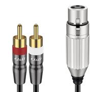 J&D Cavo da XLR Femmina a Doppio RCA Maschio, Adattatore per Cavo di Interconnessione Audio Stereo con Rivestimento in PVC da XLR Sbilanciato a 2 RCA Y Splitter Patch, 4,5 Metri