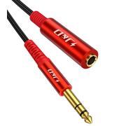 J&D Cavo di Estensione 6.35 mm, Stereo Maschio a Femmina, Connettori Placcati Oro, PVC Durevole e Rame, Estensore Audio Professionale per Cuffie, Chitarre, Home Theater, Rosso, 3 m