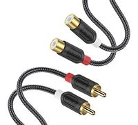 J&D Cavo di Prolunga 2 RCA Maschio-Femmina - Cavo Audio RCA Placcato Oro con Rivestimento in Nylon e Guscio in PVC [Serie Audiowave] per Home Theater, Ricevitori, Amplificatori, Altoparlanti, 2,7 m