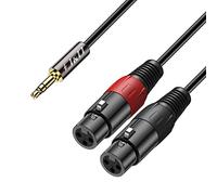 J&D Cavo doppio XLR femmina a microfono stereo da 3,5 mm, 2x XLR Femmina a 3.5mm TRS Maschio Unbalanced Audio Stereo Adattatore Cavo Patch di Interconnessione per Smartphone Laptop Mic, 2,7 Meter