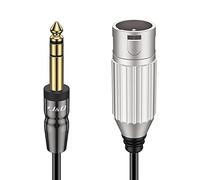 J&D Cavo Jack a XLR, Guscio in Rame Placcato oro, Jack Stereo TRS Maschio da 6,35 mm Bilanciato a Cavo di Interconnessione XLR Maschio per Chitarra, Altoparlante, Microfono, Amplificatore - 1,8 Metri