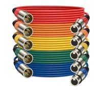 J&D Cavo Microfono XLR, Cavi Bilanciati Maschio a Femmina Colorati, Per Mixer e Amplificatori, Placcato Oro 3 Pin, 5 Pezzi, 1,83 m