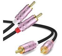 J&D Cavo RCA 2 M/M, Cavo Audio RCA Intrecciato in Nylon, Cavo Stereo 2 RCA Maschio a Maschio, Connettore RCA Placcato in Oro per Altoparlante, TV, Amplificatore, Mixer Audio, 0.91 m
