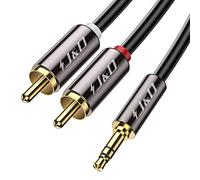 J&D Cavo RCA Adattatore Audio Stereo, Placcato in Oro 3.5mm Maschio a 2 RCA Maschio Adatto Per DVD, Altoparlanti, Mixer Audio,Amplificatore,Home Theater, 6 Meter