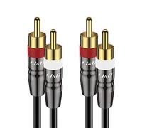 J&D Cavo RCA, Cavo Audio Stereo 2 RCA Maschio-Maschio, Connettori Placcati in Oro e Guscio in Rame Robusto, Compatibile con Altoparlanti, Amplificatori, Subwoofer, 7,6 Metri