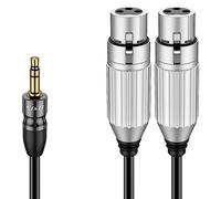J&D Cavo Splitter a Y Doppio da XLR Femmina a 3,5 mm, Cavi di Adattamento Audio Stereo Sbilanciati da 2 XLR Femmina a 1/8 TRS Maschio per Smartphone, Laptop, Microfono, Fotocamera DSLR, 1,8 Metri
