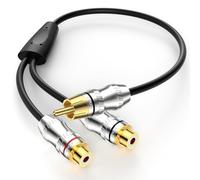 J&D Cavo Splitter Y RCA, 1 Maschio a 2 Femmina, Corto Placcato in Oro, Audio Stereo Digitale, 0,3 Meter