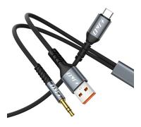 J&D Cavo USB-C to 3,5 mm per Auto, Cavo Jack 3,5 mm TRS 2 in 1 per Auto con Cavo di Ricarica, Supporta la Ricarica PD 60W, Compatibile con un'Ampia Gamma di Telefoni Cellulari, Grigio, 1,2 m