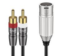 J&D Cavo XLR Maschio a 2x RCA 1,5m, 3 pin XLR Maschio a 2 x Phono RCA Adattatore Sdoppiatore Cavo Patch, Adattatore Interconnect Audio Stereo Unbalanced, 4,5 Metri