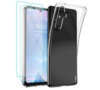 J&D Compatibile per Samsung Galaxy A34 Custodia, Clear Anti-Giallo Ultra Magro Caso con (2 Pacchi) Proteggi Schermo, Custodia Silicone TPU Paraurti per Galaxy A34, Trasparente