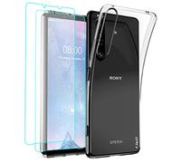 J&D Compatibile per Sony Xperia 1 IV Custodia, Clear Anti-Giallo Ultra Magro Caso con (2 Pacchi) Proteggi Schermo, Custodia Silicone TPU Paraurti, Non Compatibile per Xperia 10 IV, Trasparente