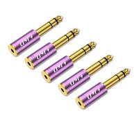 J&D Confezione da 5 Adattatori Cuffie 1/4 a 1/8, 6,35 mm a 3,5 mm Stereo TRS Maschio-Femmina, Connettore Jack Placcato Oro 3,5 mm per Chitarra, Amplificatore, Tastiera, Basso, Viola