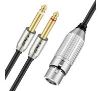 J&D Dual 1/4 a XLR, XLR Femmina a Doppio 6,35 mm Cavo Stereo TS Mono Plug, Femmina a Doppio 1/4" TS Mono Cavo Microfonico Splitter Y con Lunghezza di 2 m per Connettività Audio Superiore