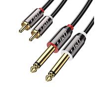 J&D RCA a Jack 6.35mm Cavo, Oro-Placcato Copper Shell 2 x Jack (1/4 pollice) Maschio TS a 2 RCA Maschio Adattatore per Ricevitori AV, Altoparlanti, Sistemi Audio Domestici, Amplificatori, 0,9 Meter